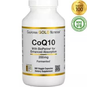 캘리포니아골드뉴트리션 코큐텐 CoQ10 바이오페린 200mg 360정 비건 Bioperine