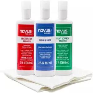 NOVUS PK1-2 플라스틱 클리닝 샤인 1 미세 스크래치 제거제 2 강력 3 및 폴리시 메이트 팩 2온스 병