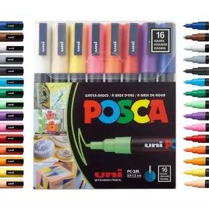[셀러허브][유니] POSCA 포스카 소형 마카 PC-3M 16색세트 (S51825106)