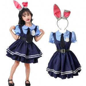 Zootopia Judy Bunny 의상 코스프레 머리띠 드레스 할로윈 파티 의류 변장 만화 동물원 롤 플레잉 판타지
