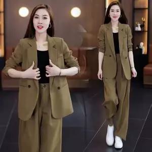 여자 직업 빅사이즈 정장 세트 봄 가을 정장 코트+와이드 팬츠 투피스 JNN528