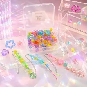 5세트 투명 비즈 책갈피 만들기 북마크 꾸미기 컬러 구슬 파츠 믹스 공예 재료 부자재 DIY 봄이오나봄 키트