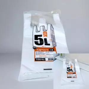 손잡이 쓰레기봉투 5L 1호 화이트 (100매) 편리한비닐봉투