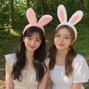 쫑긋 토끼귀 머리띠 동물 코스프레 파티소품 생일 학예회 놀이동산 헤어밴드