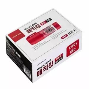 매직킹10mm 닙 유성매직 12개 1세트 네임펜 굵은펜 사각닙매직 보드마카