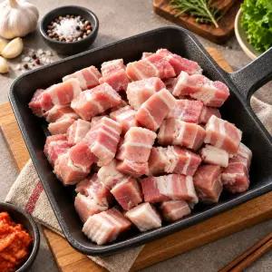 한입삼겹살 500g 4팩(2kg) 큐브 벽돌 냉동 냉삼 스페인 돼지고기