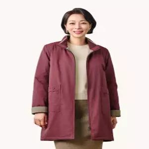 [마담엘레강스][마담엘레강스] 조이 니트카라 퀼팅코트 와인 KYV3CT01WN