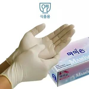 고품질 마미손 천연 1회용 식품용 라텍스장갑 100매