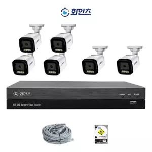 화인츠 400만 IP카메라 8채널 NVR CCTV 자가설치세트 PoE 야간컬러 2TB 10m