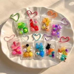 행운 거북이 파츠 투명 지퍼백 PVC 키링 키홀더 열쇠고리 DIY 만들기 클리커 키캡 행운부적 8종