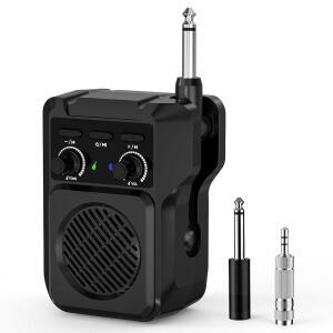ZEALSOUND 미니 기타 앰프 5W 휴대용 연습용 블루투스 지원 | 4가지 내장 이펙트(클린 오버드라이브 디스토션 리버브) USB 재생 전기 기타용 최대 8시간 충전 가능