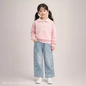 로엠걸즈 기모 사이즈 리본 자수 와이드 데님 RGTJ25T5P