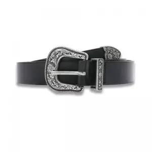 도프셉 DOFFSEPT Flower Western cowhide belt in Black