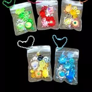 행운 거북이 물고기 파츠 투명 지퍼백 PVC 키링 키홀더 열쇠고리 DIY 만들기 클리커 키캡