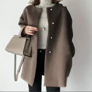 DOA 여성 단색 모직 코트 봄 가을 루즈핏 데일리 하프자켓 캐주얼 빅사이즈