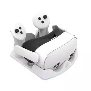 메타 퀘스트 3S 3 2 충전 독 RGB 라이트 스테이션 VR 헤드셋 컨트롤러 거치대