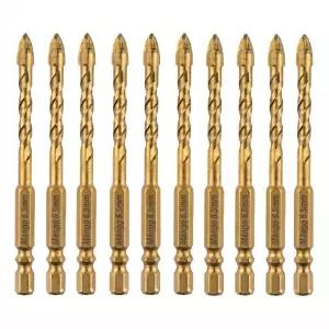 망고테크 고강도 티타늄 만능 드릴 비트 6.5MM 10P 세트 멀티 육각 임팩 화살촉 포세린 타일 대리석 아트월 콘크리트 십자