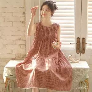 여름 시원한 순면 거즈면 롱 홈원피스 빅사이즈 루즈핏 나시 꾸안꾸 잠옷