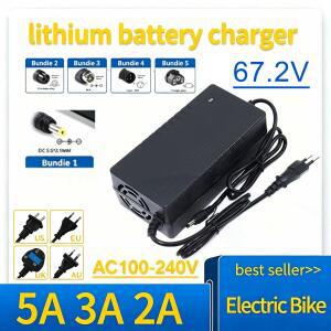 67.2V 2A/3A/5A 60V 16S 배터리용 고속 충전기(냉각팬 포함) 100-240V 스마트 스마트 충전기 EU 플러그