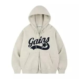 GAINSBORO 아플리케 스타로고 후드집업_오트밀