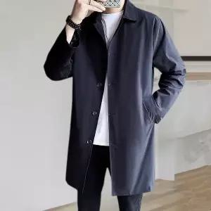 캐주얼 남성 트렌치코트 빅사이즈 터틀넥 하프 트렌치코트 오버핏 얇은 재킷 봄가을 남자 롱코트 YJW