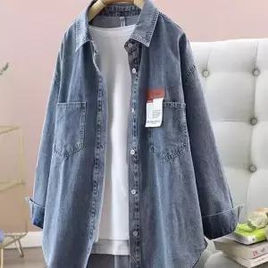 여성 데일리 워싱 데님 기본 셔츠 긴팔 오버핏 청남방