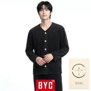 BYC 남자 수면 잠옷 세트 극세사 기모 긴팔 겨울 남성 파자마 홈웨어 상하 빅사이즈 NPZ1020M