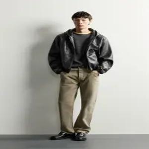 ZARA 후드 페이크 레더 봄버 재킷 - 블랙 6318/802/800