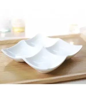 아트 나눔접시 반찬 찬기 소스볼 사각 4구 20cm4칸 나눔 그릇 멜라민 대접 앞접시 안주 개인 나눔용기 도자