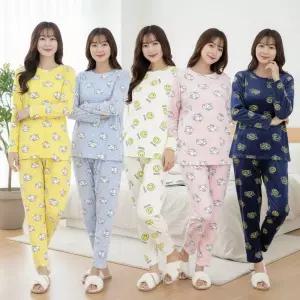 여성 잠옷 세트 강아지 스마일 울트라 밍크 원단 극세사 수면 겨울 따뜻한 잠옷