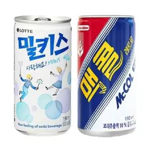 [하프클럽/기타]한번에먹자 미니캔음료 혼합 190ml / 롯데 밀키스 15캔 + 일화 맥콜 15캔 / 총 30캔