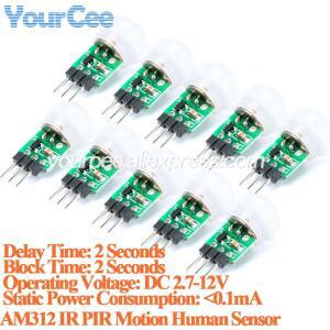 10pcs/1pc AM312 적외선 PIR 모션 인간 센서 고감도 미니 초전기 자동 감지기 모듈 DC 2.7 ~ 12V
