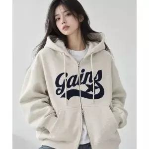 GAINSBORO 아플리케 스타로고 후드집업 오트밀