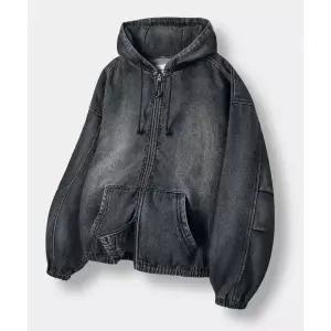 10월 30일 배송 DIMITRI BLACK ASI 포시즌 에센셜 후드 집업 데님 빈티지 블랙