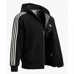 ADIDAS 후드 집업 - 블랙:크림화이트 / KC9315