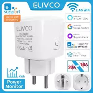 전등소켓 EWELINK 16A20A 스마트 콘센트 WIFI 기능 모니터 소켓, SMART