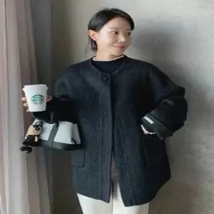 handmade. 울 해링 노카라 하프 핸드메이드 코트 (one color)