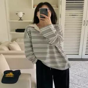 베리 스트라이프 오버핏 카라 긴팔 (3 color)