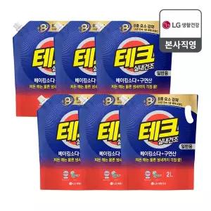 [엘지생활건강]테크 베이킹소다+구연산 실내건조 액체세제 일반 리필 2L X 6개