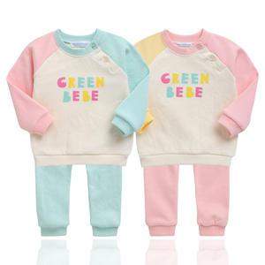 그린베베/출산선물/아기내복/아기잠옷/신생아/여아/남아/런닝/실내복/봄가을용_슈가캔디 상하복 2종세트