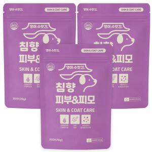 강아지 피부영양제 피부병 곰팡이성피부염 발사탕발습진 아토피 오메가3 모낭충 진드기 지간염 댕이수랏간 침향 피부&피모 70g 3개
