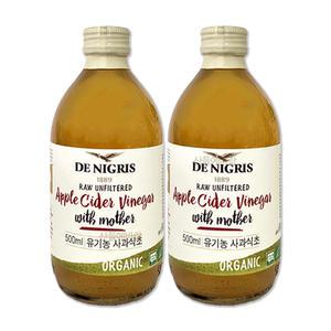 데니그리스 유기농 사과식초 500ml X 2개 애사비 애플사이다비니거 천연발효식초