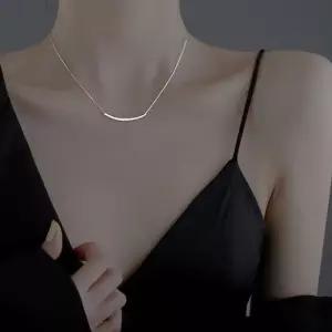 925 실버 커브 바 사각체인 실버 목걸이