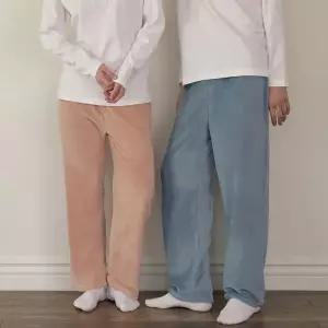[하프클럽/파란]파란 커플 밍크 보드라미 수면 잠옷 바지