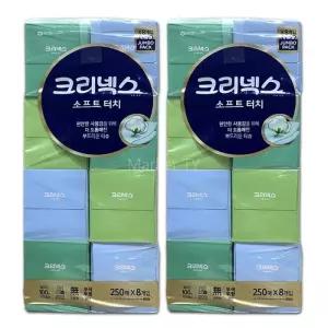크리넥스 소프트터치 티슈 250매 x 8 x 2팩