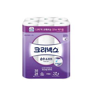 크리넥스 천연펄프 3겹 순수소프트, 37m, 24롤, 1개