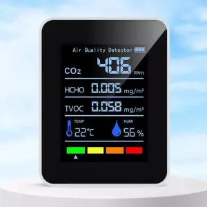 개별센서 정밀측정 프리미엄 스마트 공기질측정기 이산화탄소 경보기/온습도계 Co2 HCHO TVOC 동시측정