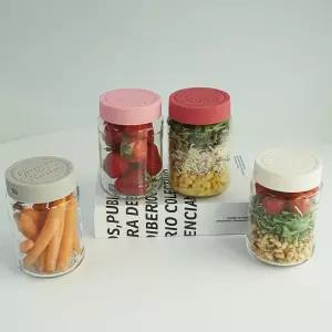 헥사 제뉴엔 실리콘뚜껑 샐러드 밀프랩 보틀 유리병 480ml MK490 4P