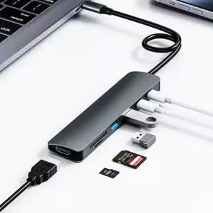 USB 3.0 7포트 멀티 허브 C타입 HDMI UHD 4K 60Hz PD충전 100W SD TF 카드리더 노트북충전