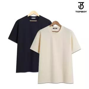 TOPBOY 남성 2장 세트 링클프리 엠보 오버핏 옆트임 반팔 티셔츠 (SCC5318PT)